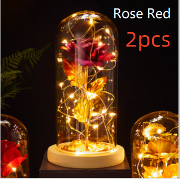 Galaxy Enchanted Rose in Glass Dome with LED Lights | Forever Flower Gift