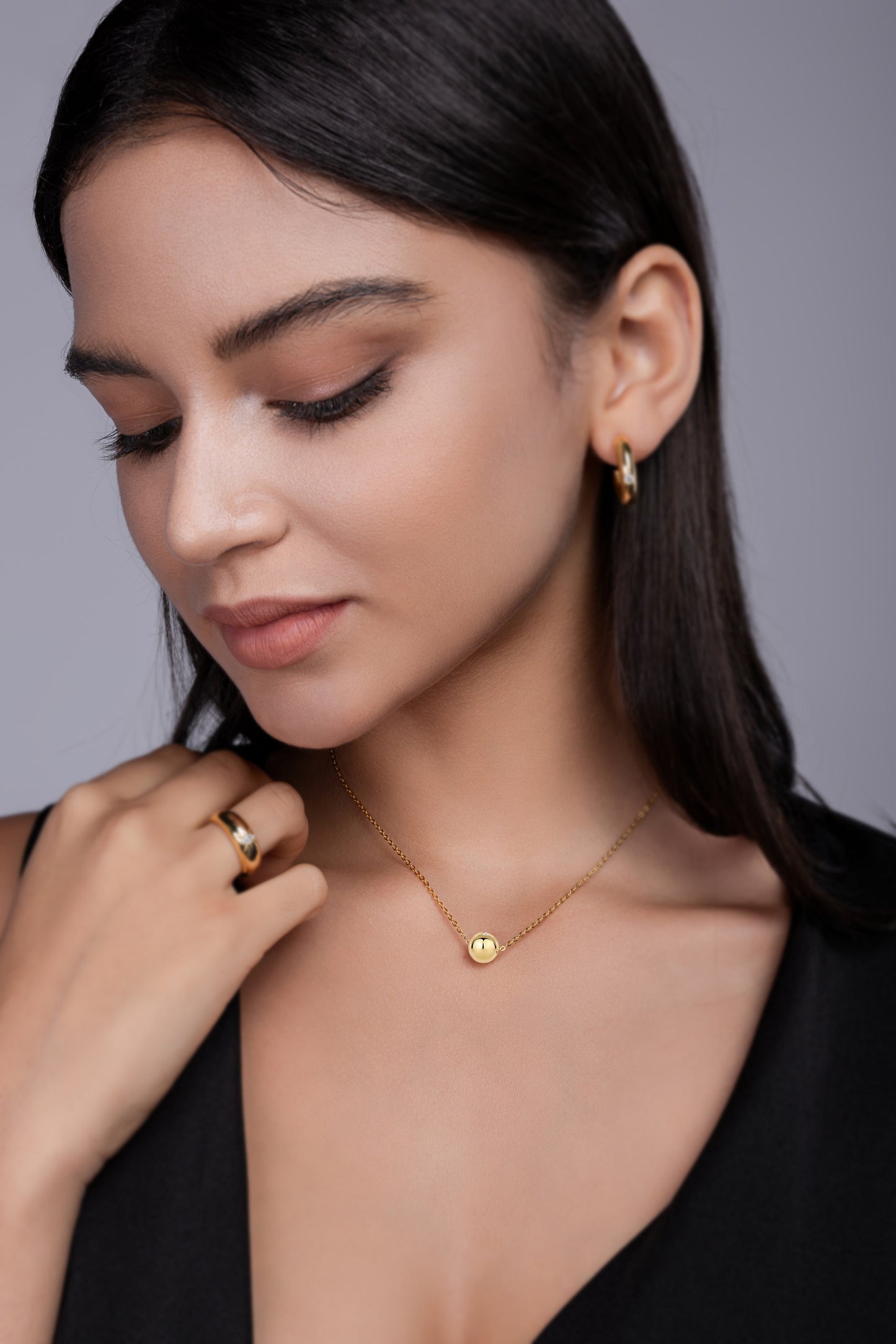 Good Fortune Flows - Stylish Moissanite Pendant , S925 Sterling Silver, Gold-Plated Finish