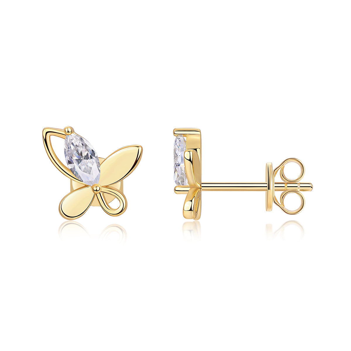 Chasing Dreams Four-Leaf Clover - Luxury Stud Earrings Set With Top-quality Moissanite, S925 Silver Electroplated Gold