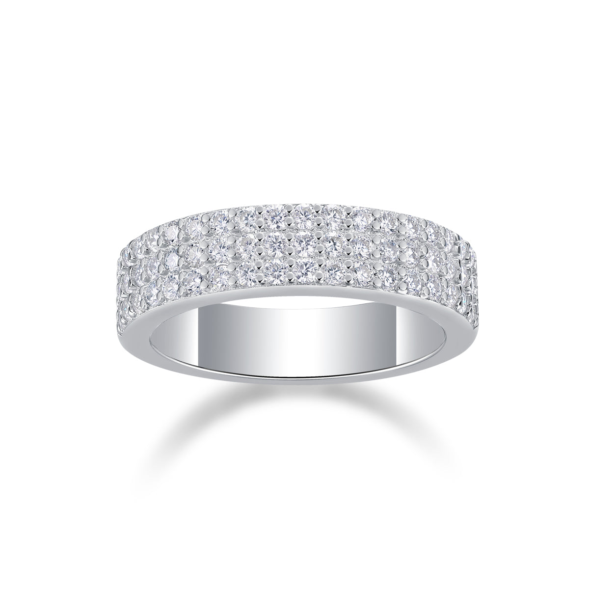 Luxury Silver Ring Set With Top-quality Moissanite, S925 Silver Plated With Platinum