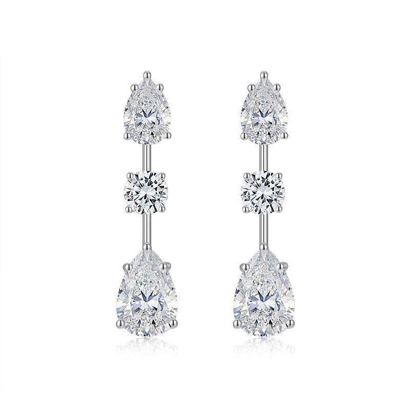 Top-quality Moissanite Luxury And Fashionable Light Luxury Jewelry Silver Stud Earrings S925 Silver Plated Platinum