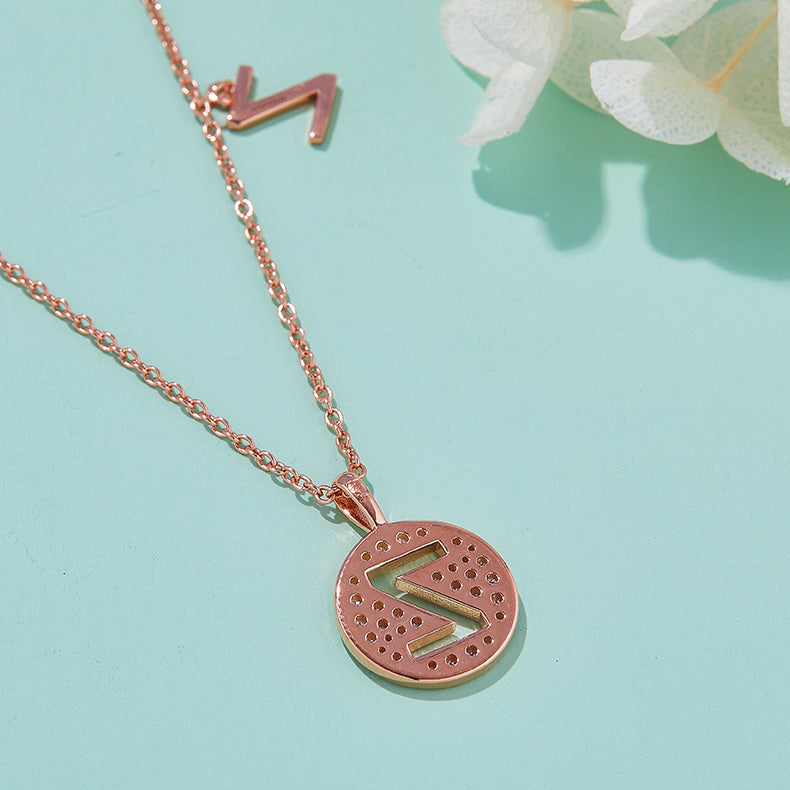 Luxury Initial Letter Necklace Pendant – Z , S925 Silver Rose Gold Plated with Top-Quality Brilliant Moissanite