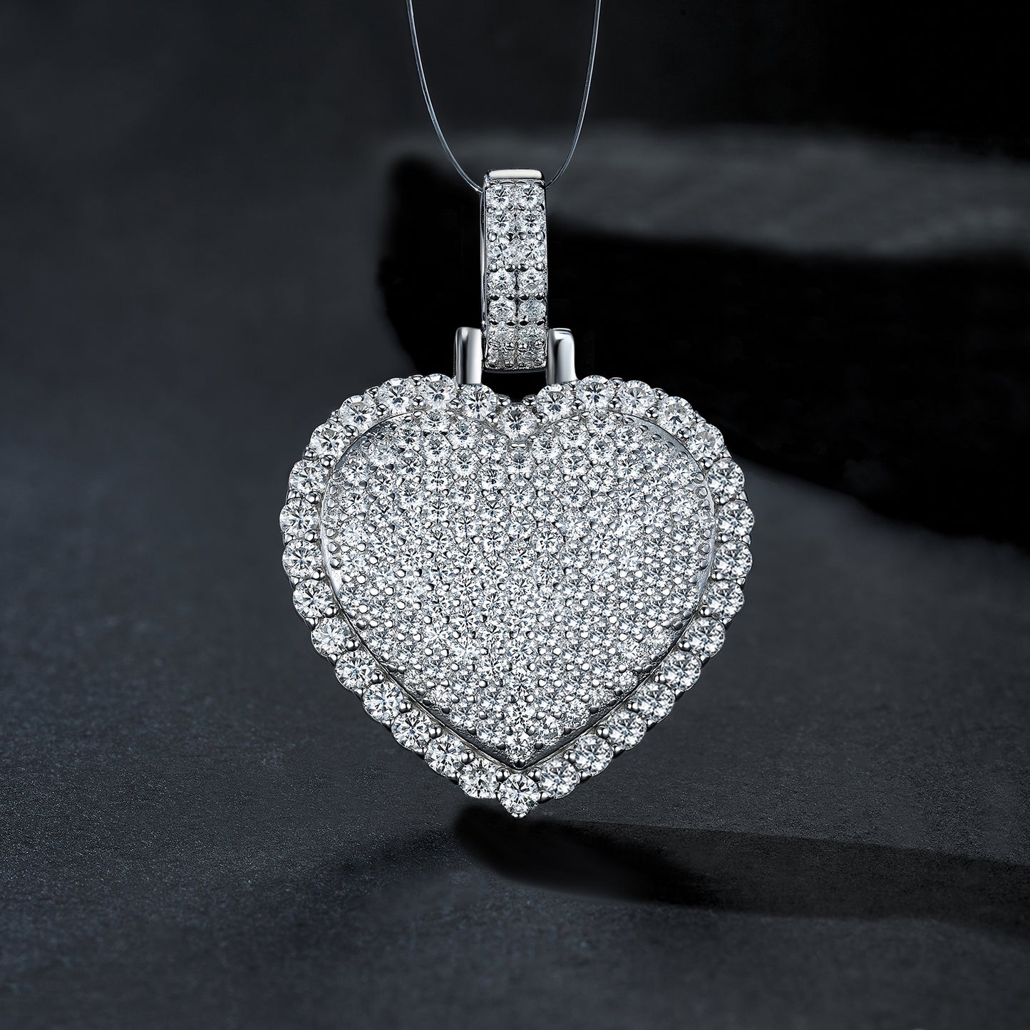 Luxury Silver Necklace Set With Top-quality Moissanite, Made Of S925 Silver Electroplated With Platinum.