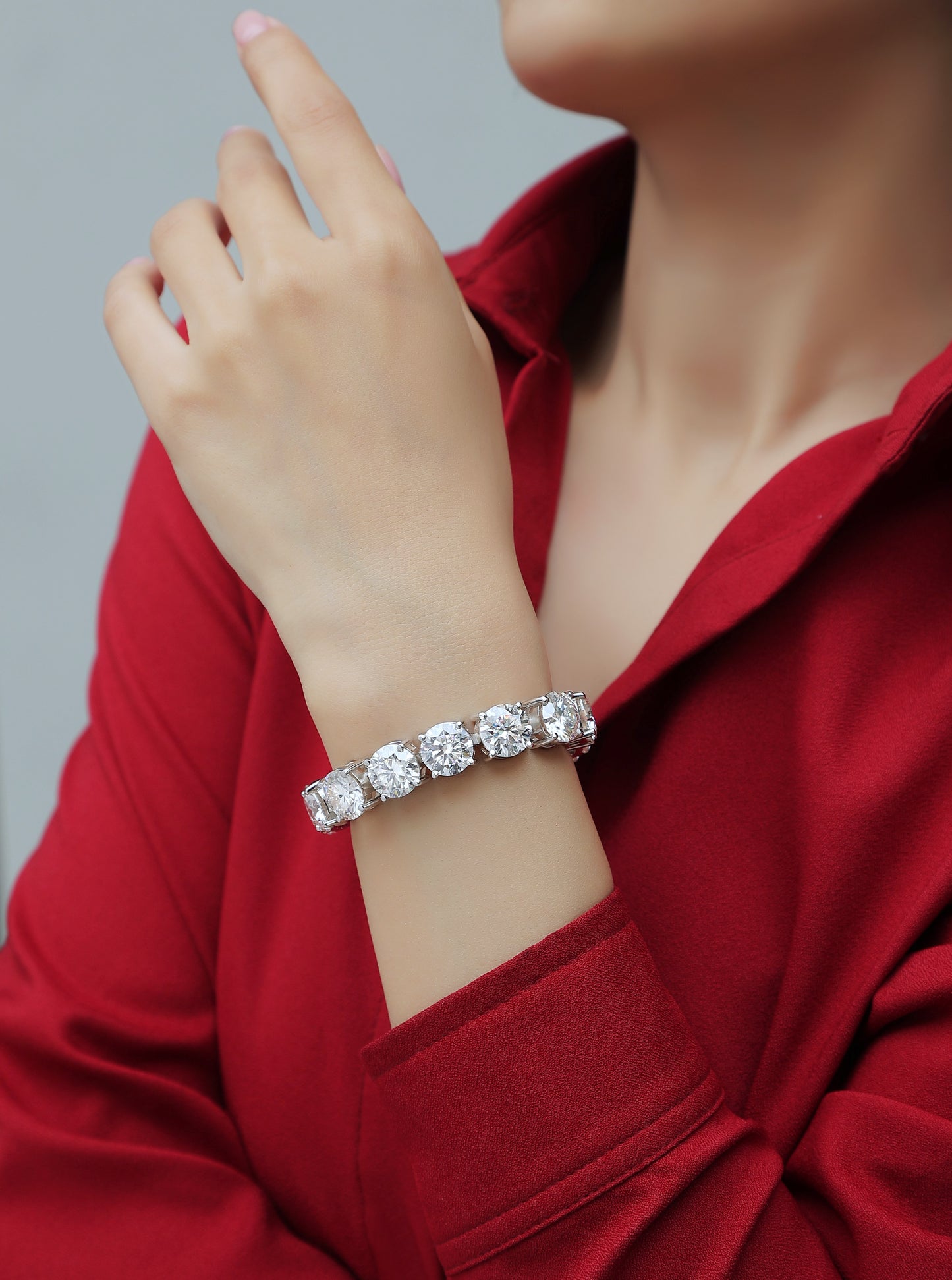 Half Summer Splendor - Luxury Silver Bracelet Set With Top-quality 5 Carats Moissanite D Color VVS, S925 Silver Plated Platinum.