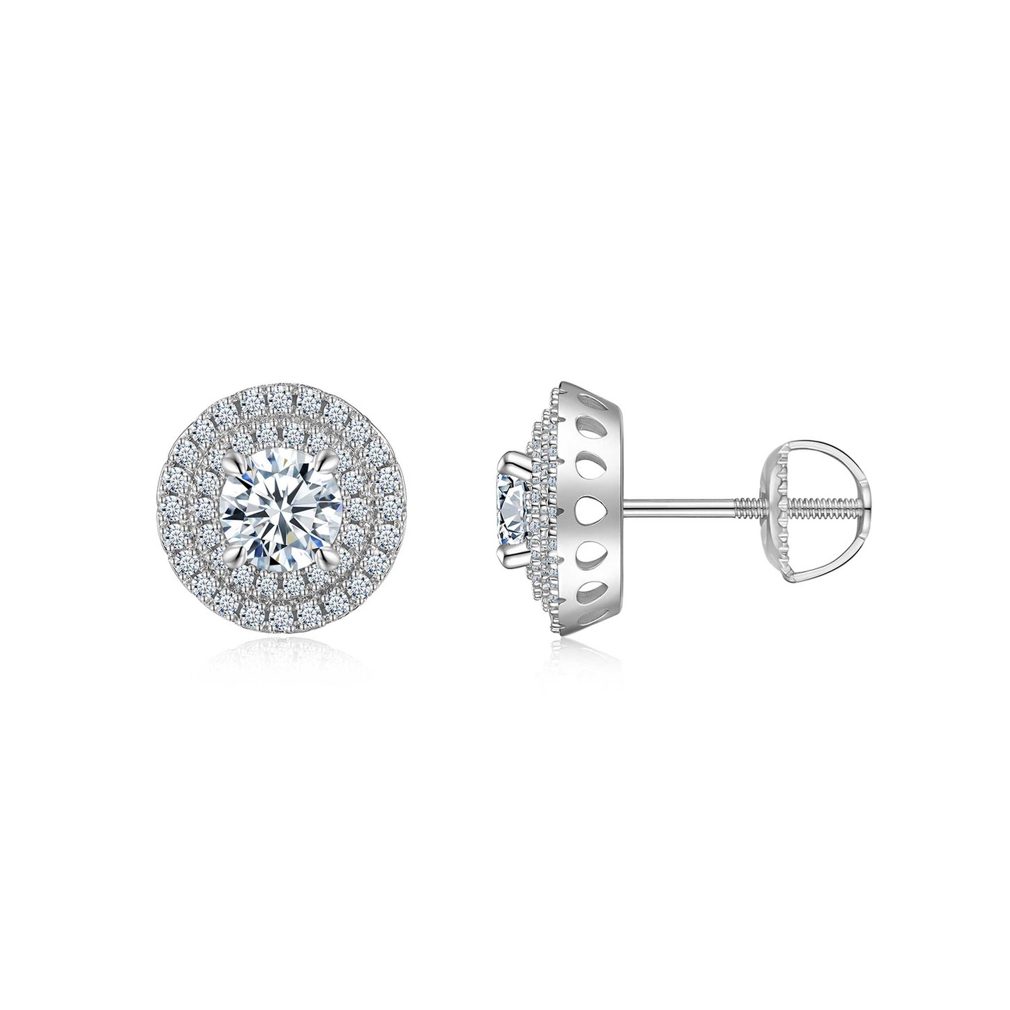 Luxury Silver Earrings Set Featuring A 0.5-carat Top-quality Morganite, Made Of S925 Silver Electroplated With Platinum.