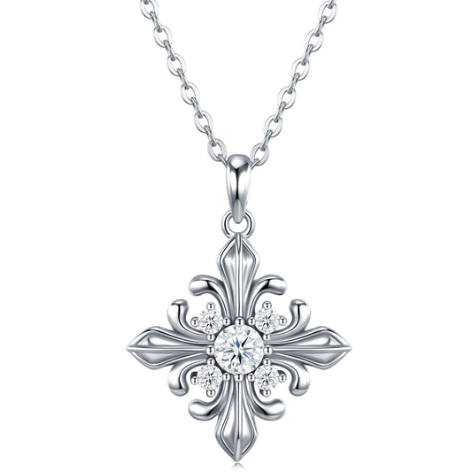 Luxury Silver Necklace With 0.3 Carats Of Top-quality Morganite D Color VVS  , Made Of S925 Silver Electroplated With Platinum.