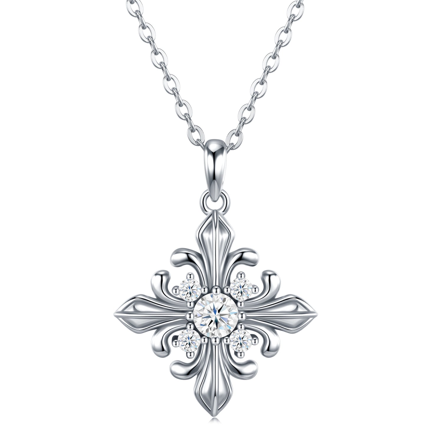 Luxury Silver Necklace With 0.3 Carats Of Top-quality Morganite D Color VVS  , Made Of S925 Silver Electroplated With Platinum.