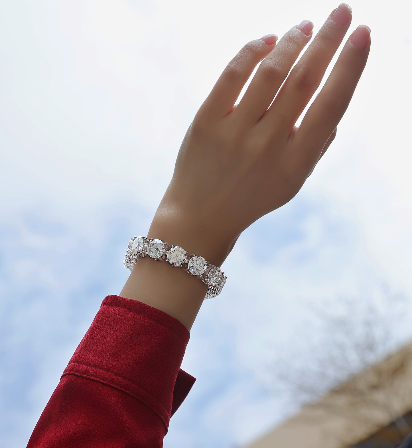 Half Summer Splendor - Luxury Silver Bracelet Set With Top-quality 5 Carats Moissanite D Color VVS, S925 Silver Plated Platinum.