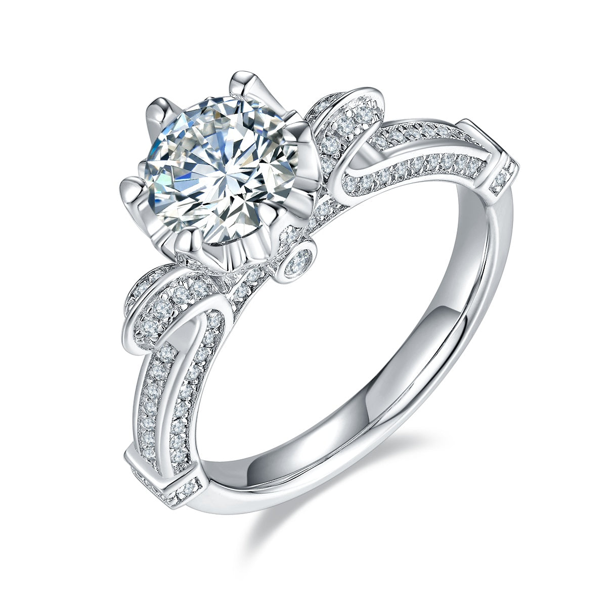 1-carat Luxury Silver Ring Set With Top-quality Moissanite D Color VVS , S925 Silver Plated Platinum