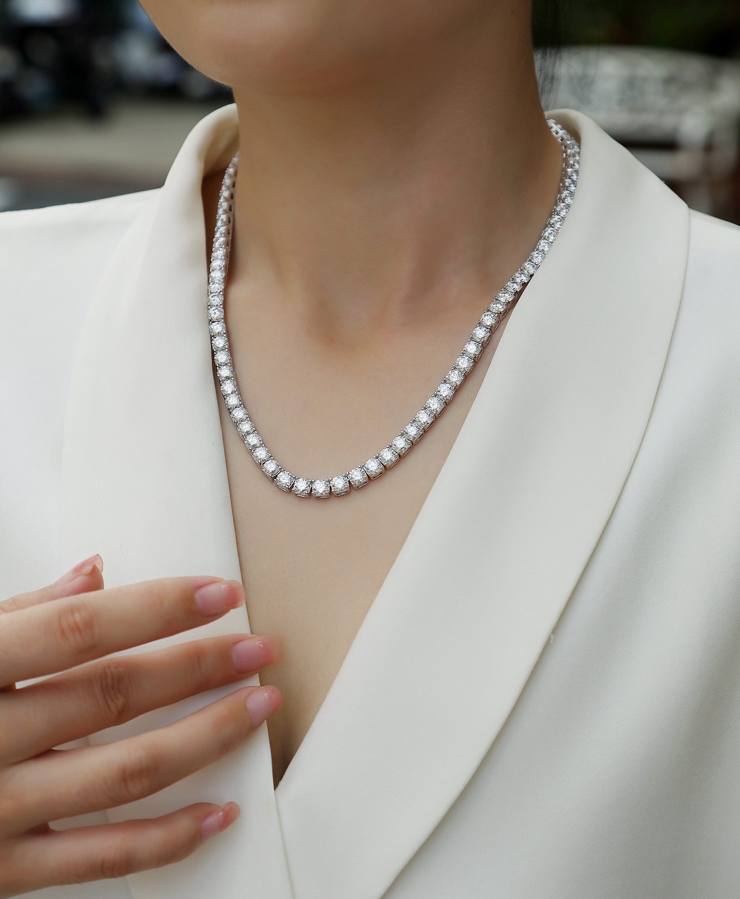 Endless Starry River - Luxury Necklace Set With Top-quality Moissanite, S925 Silver-plated Platinum.