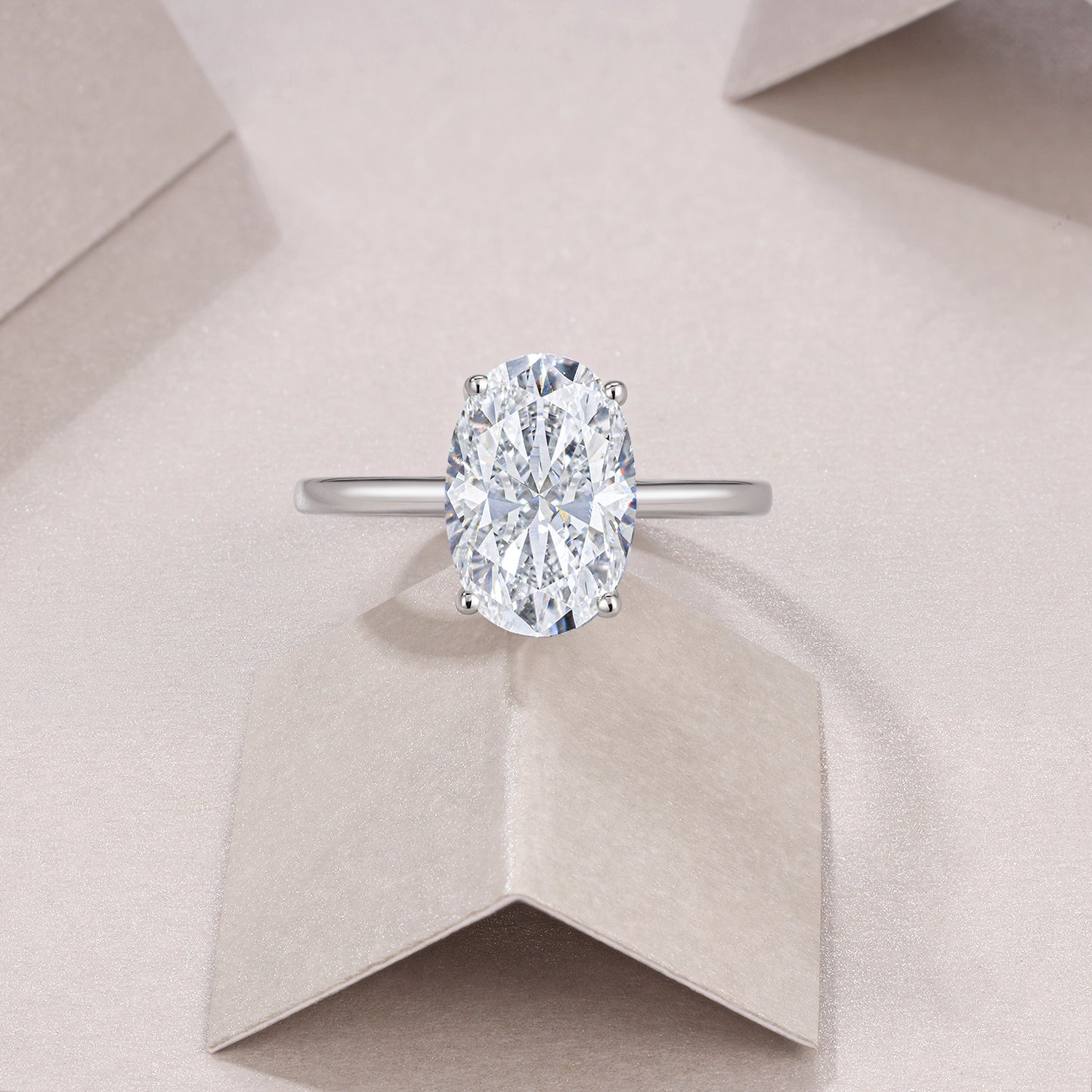 Egg-shaped Moissanite Double Rings Set With Top-quality Moissanite , Luxury Silver Ring S925 Silver Plated With Platinum