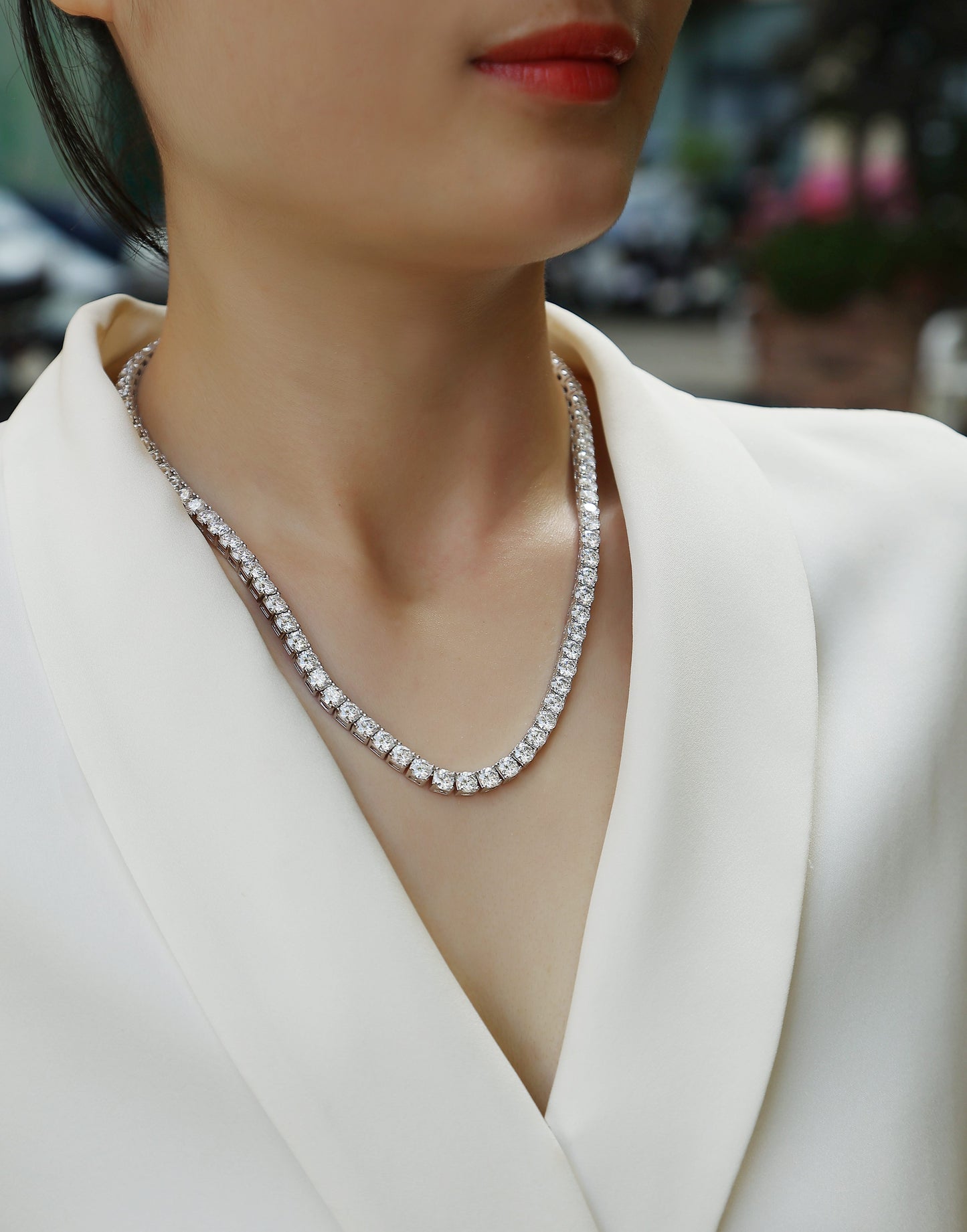 Endless Starry River - Luxury Necklace Set With Top-quality Moissanite, S925 Silver-plated Platinum.
