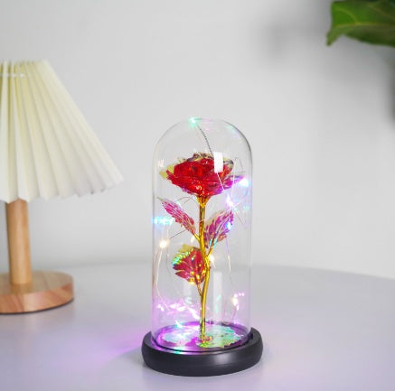 Galaxy Enchanted Rose in Glass Dome with LED Lights | Forever Flower Gift