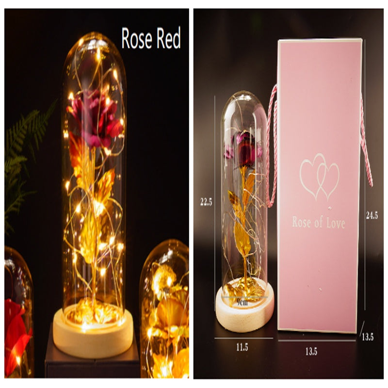 Galaxy Enchanted Rose in Glass Dome with LED Lights | Forever Flower Gift