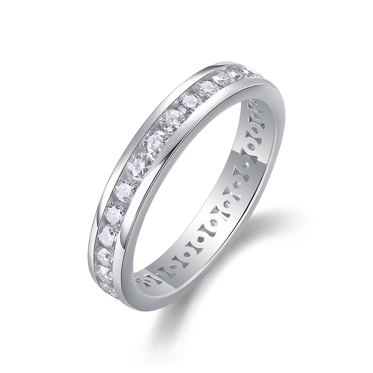 Luxury Silver Ring Set With Top-quality Moissanite D Color VS, S925 Silver Plated With Platinum
