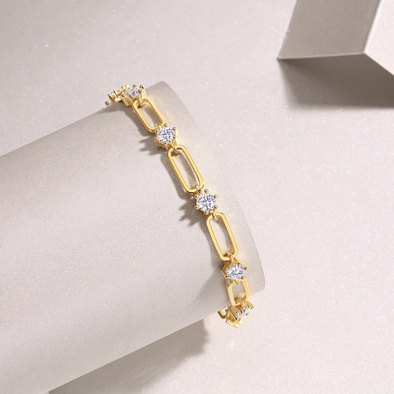 Luxury S925 Silver-plated Gold Set With Top-quality Moissanite D color VVS1 Bracelet