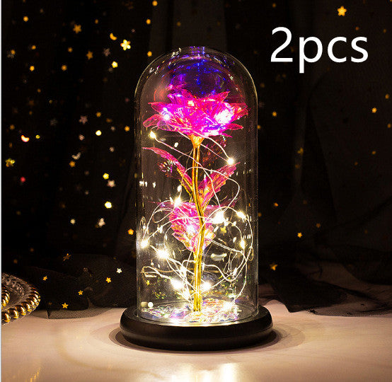 Galaxy Enchanted Rose in Glass Dome with LED Lights | Forever Flower Gift