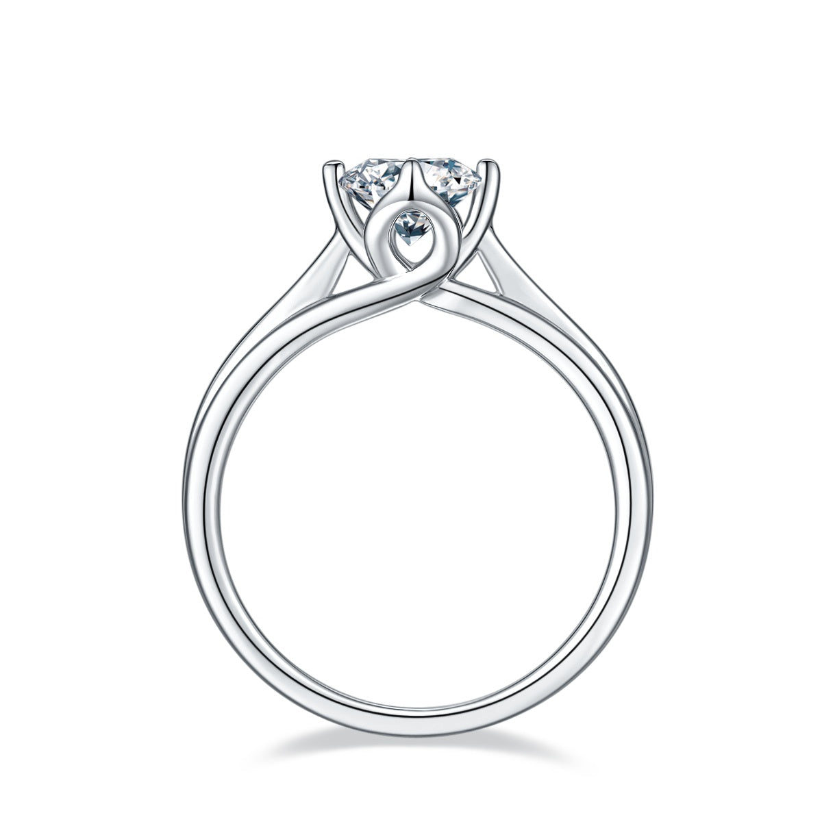 1-carat Luxury Silver Ring Set With Top-quality Moissanite D Color VVS, S925 Silver Plated Platinum
