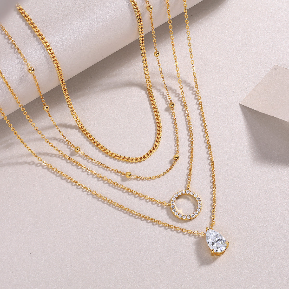 Luxury Pear-Shaped Moissanite Gold-Plated S925 Silver Pendant Necklace – D Color VVS1 Brilliant Cut Layered Collar Chain