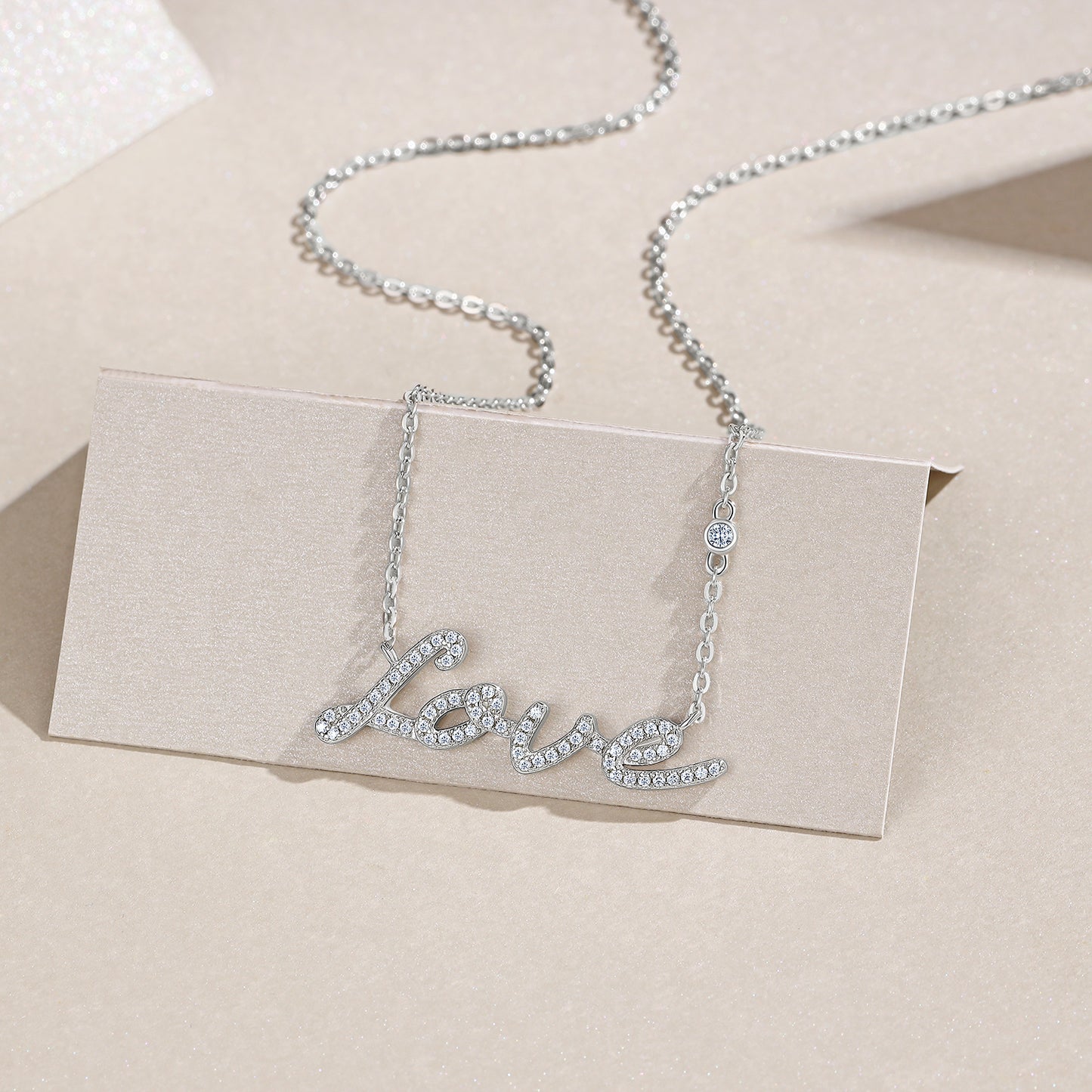 Luxury “Love” Moissanite Necklace – S925 Sterling Silver Platinum-Plated, D Color VVS Moissanite Diamond Pendant