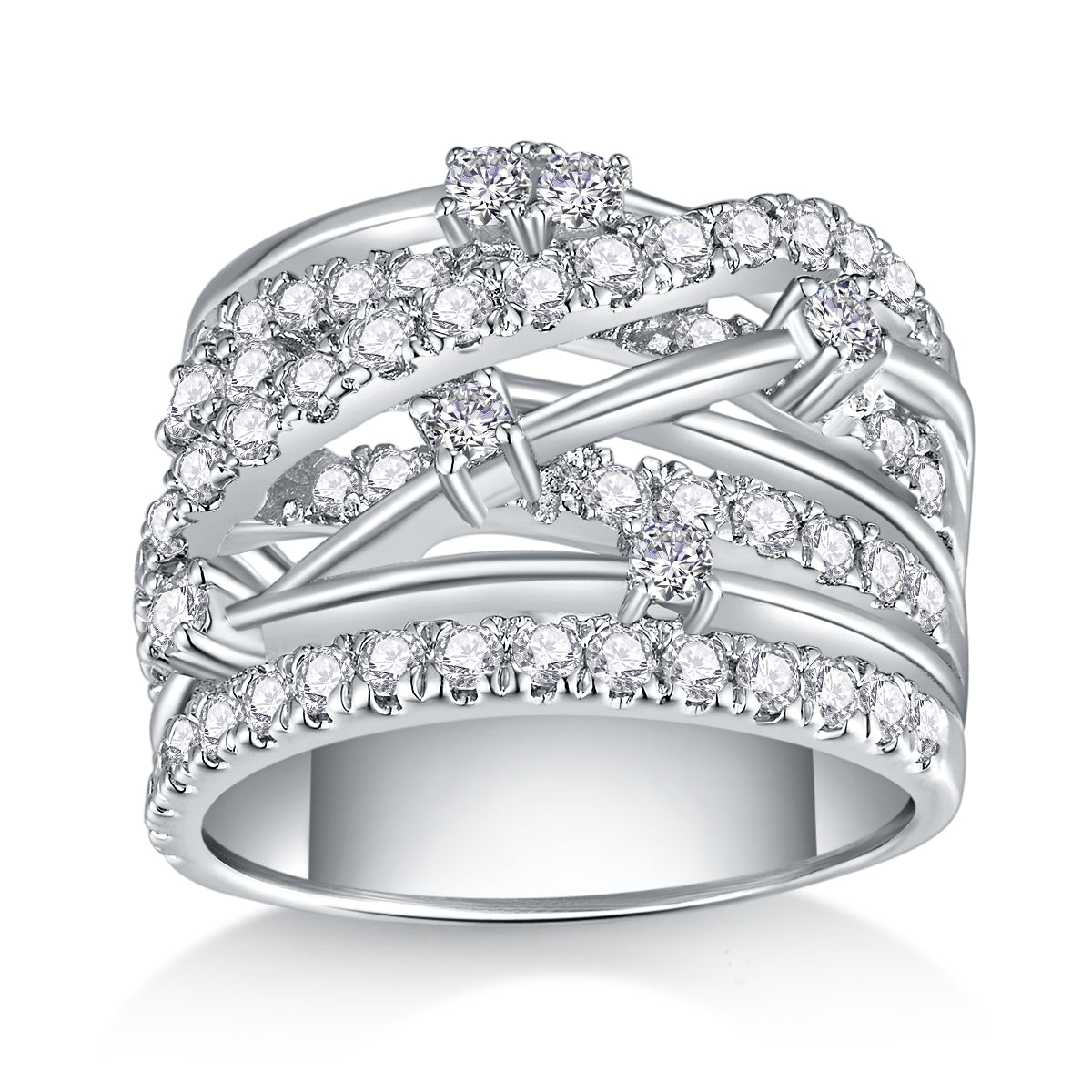 Starry Sky Boat - Luxury Silver Ring Set With Top-quality Moissanite,  S925 Silver And Platinum-plated Diamond  Ring