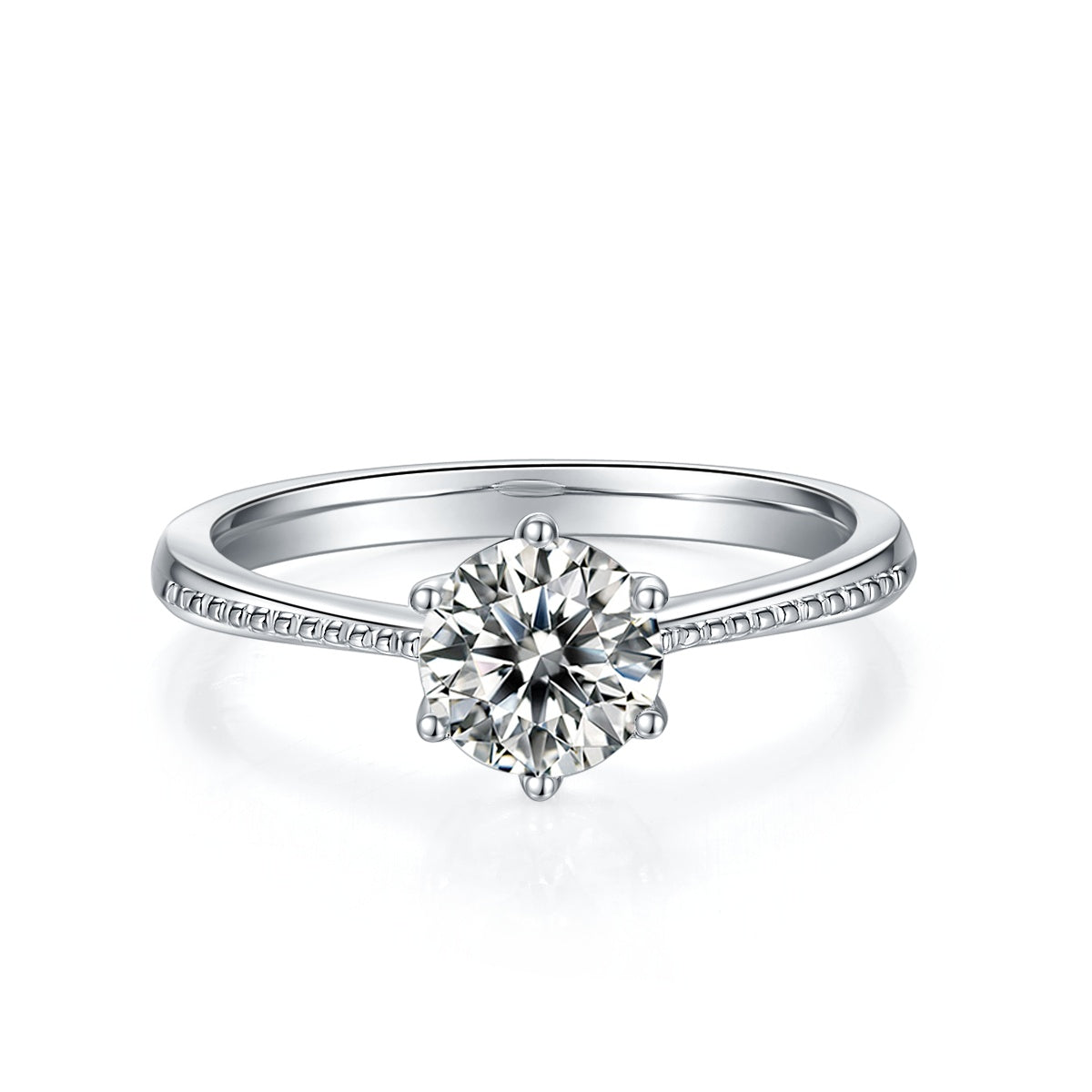 1-carat Luxury Silver Ring Set With Top-quality Moissanite D Color VVS , S925 Silver Plated Platinum