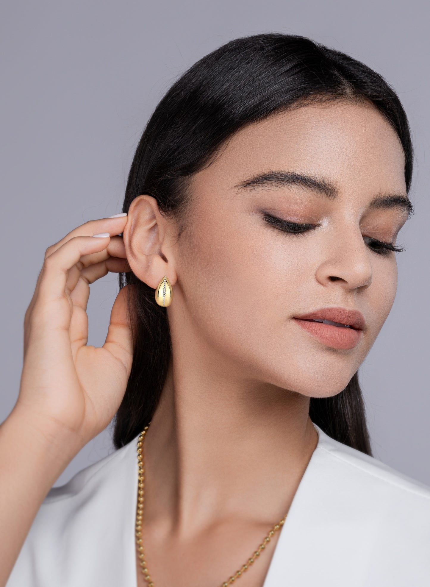 Light And Shadow Water Drop - Premium Moissanite Luxury Silver Stud Earrings S925 Silver Electroplated Gold