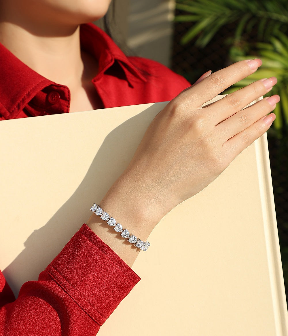 Love Daily -Luxury Silver Bracelet Set With Top-quality 1 Carat Moissanite D Color VVS1 , S925 Silver-plated Platinum