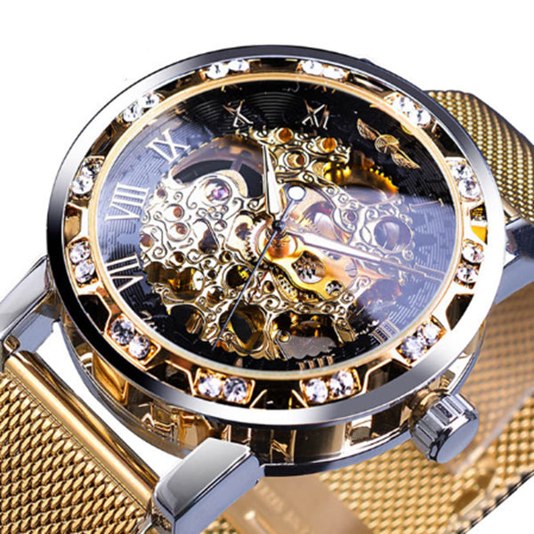 Luxury Men’s Hollow Mechanical Watch – Automatic Skeleton Style