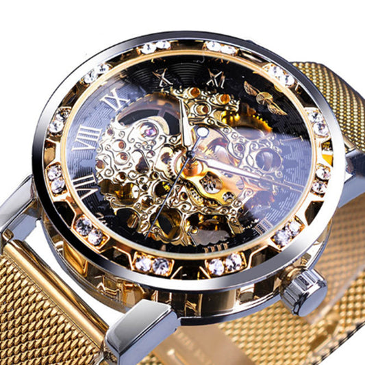 Luxury Men’s Hollow Mechanical Watch – Automatic Skeleton Style