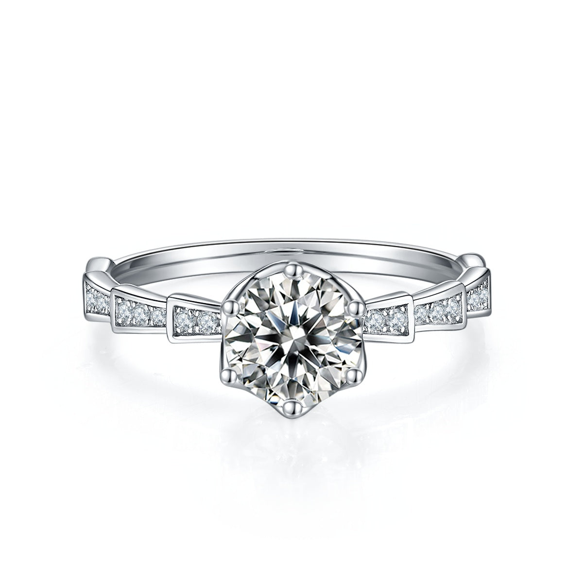 1-carat Luxury Silver Ring Set With Top-quality Moissanite D Color VVS, S925 Silver Plated Platinum