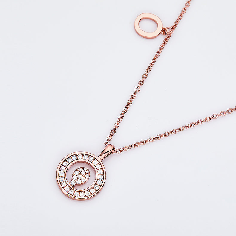 Luxury Initial Letter Necklace Pendant – O , S925 Silver Rose Gold Plated with Top-Quality Brilliant Moissanite