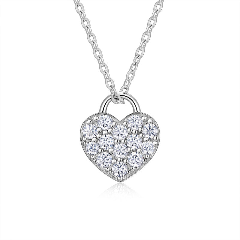 Luxury Heart Moissanite Necklace – S925 Sterling Silver Platinum Plated Pendant