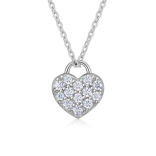 Luxury Heart Moissanite Necklace – S925 Sterling Silver Platinum Plated Pendant