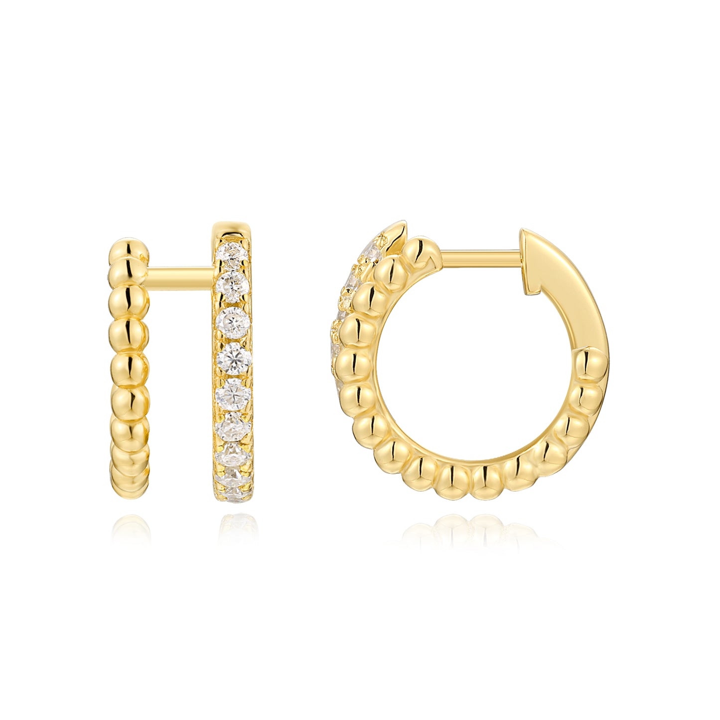 Light Ball - Set With Top-quality Moissanite Luxury Silver Stud Earrings, S925 Silver Electroplated With Gold