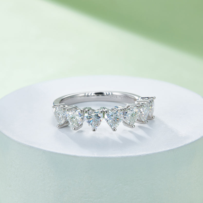 Luxury Silver Ring Set With Top-quality Moissanite, S925 Silver Plated With Platinum