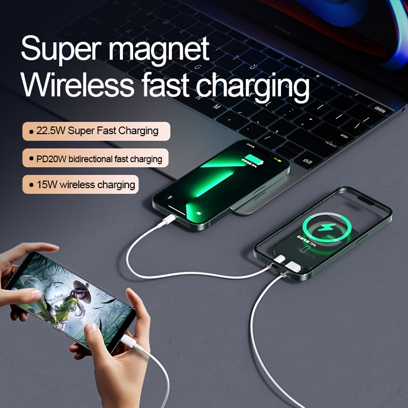 Ultra-Thin Magnetic Wireless Power Bank 10000mAh – 22.5W Super Fast Charging, PD 20W, 15W Wireless, LED Display, USB-C & Dual USB