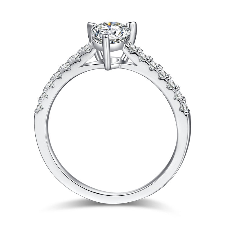 Luxury Silver Ring  Pear-shaped Moissanite Set With Top-quality Moissanite D Color VVS , S925 Silver Electroplated With Platinum