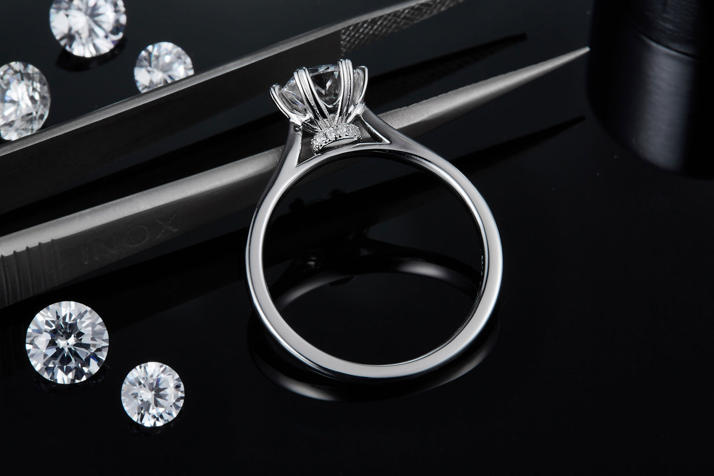 1-carat Luxury Silver Ring Set With Top-quality Moissanite D Color VVS , S925 Silver Plated Platinum