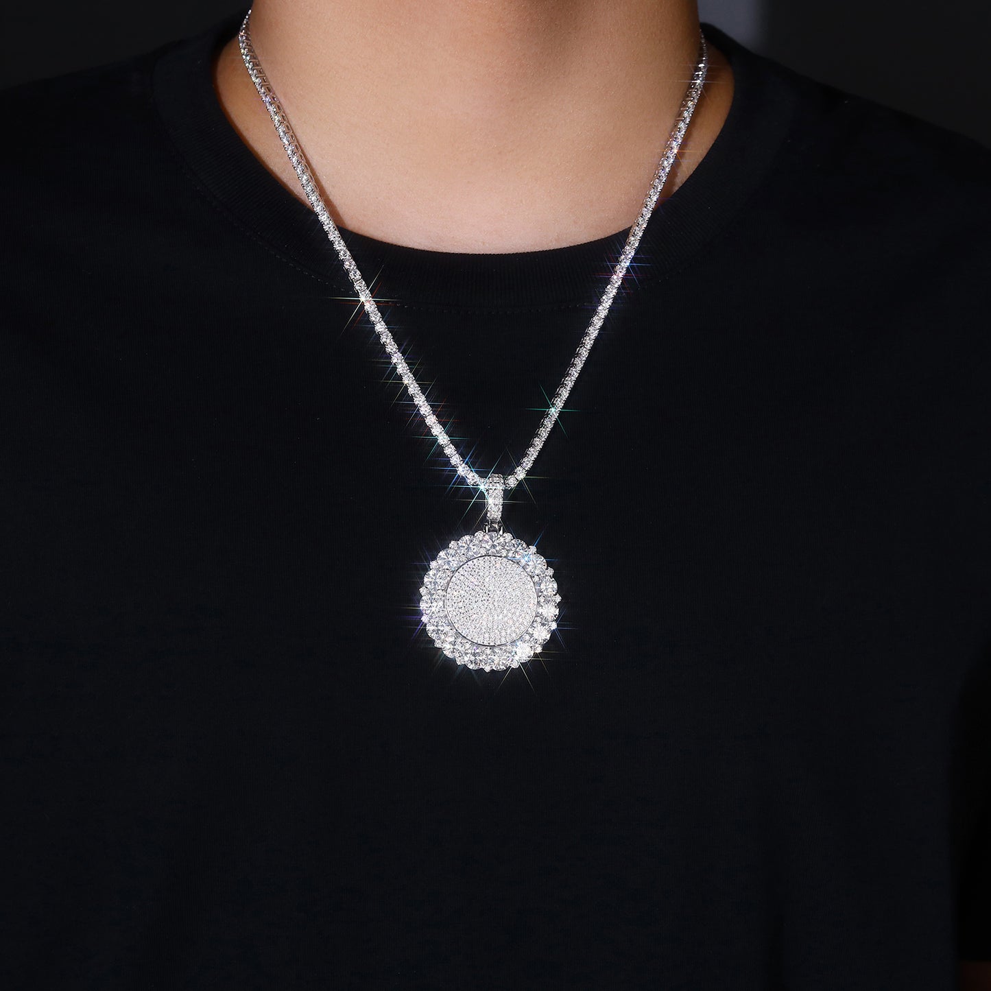 Luxury Silver Necklace Set With Top-quality Moissanite D Color VVS, S925 Silver Electroplated With Platinum