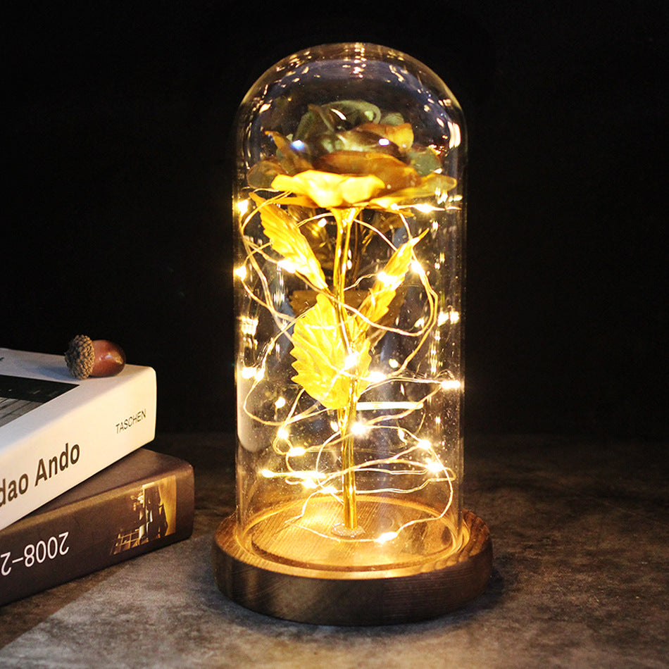 Galaxy Enchanted Rose in Glass Dome with LED Lights | Forever Flower Gift
