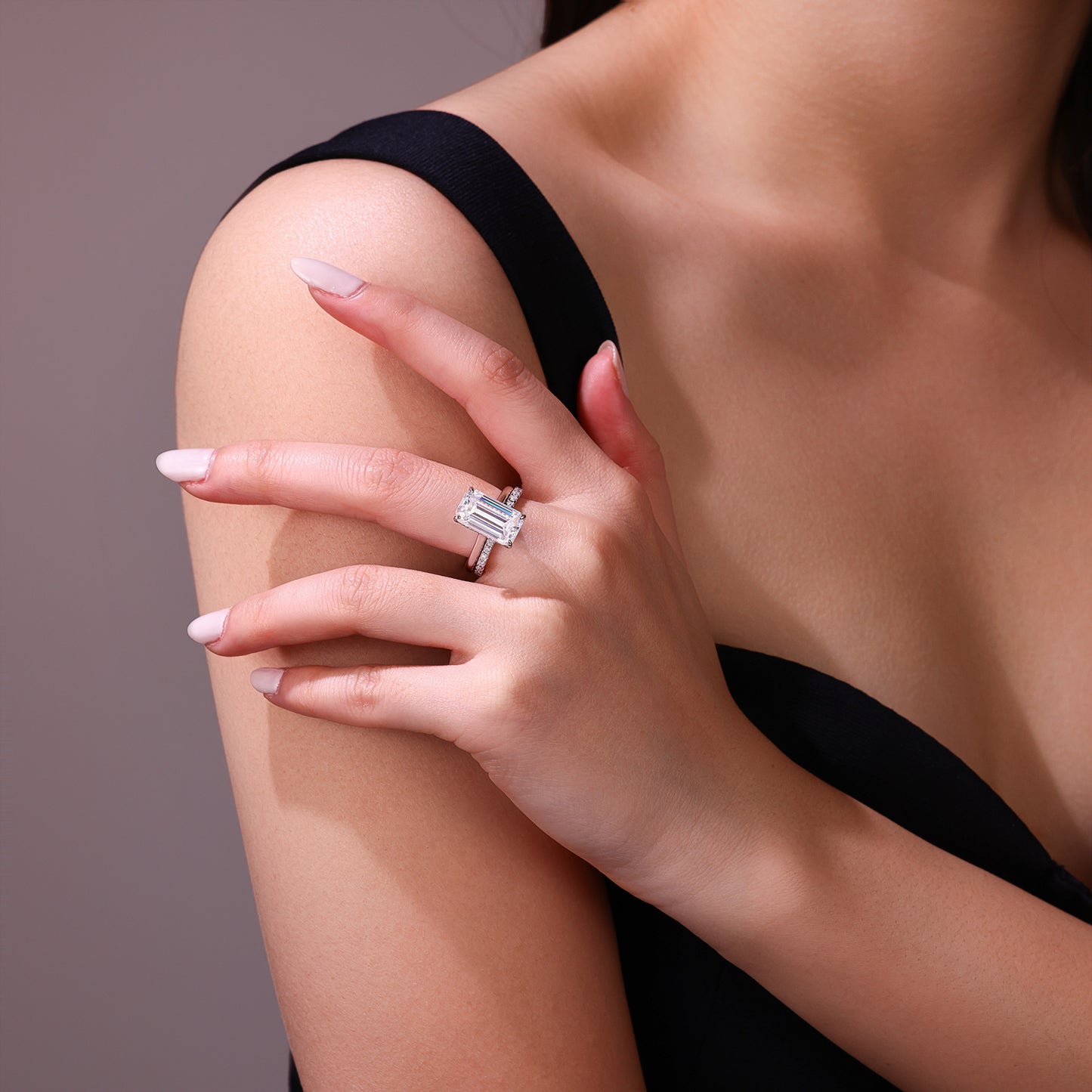 Octagonal Moissanite Double Rings Set With Top-quality Moissanite, Luxury Silver Ring S925 Silver Plating Platinum