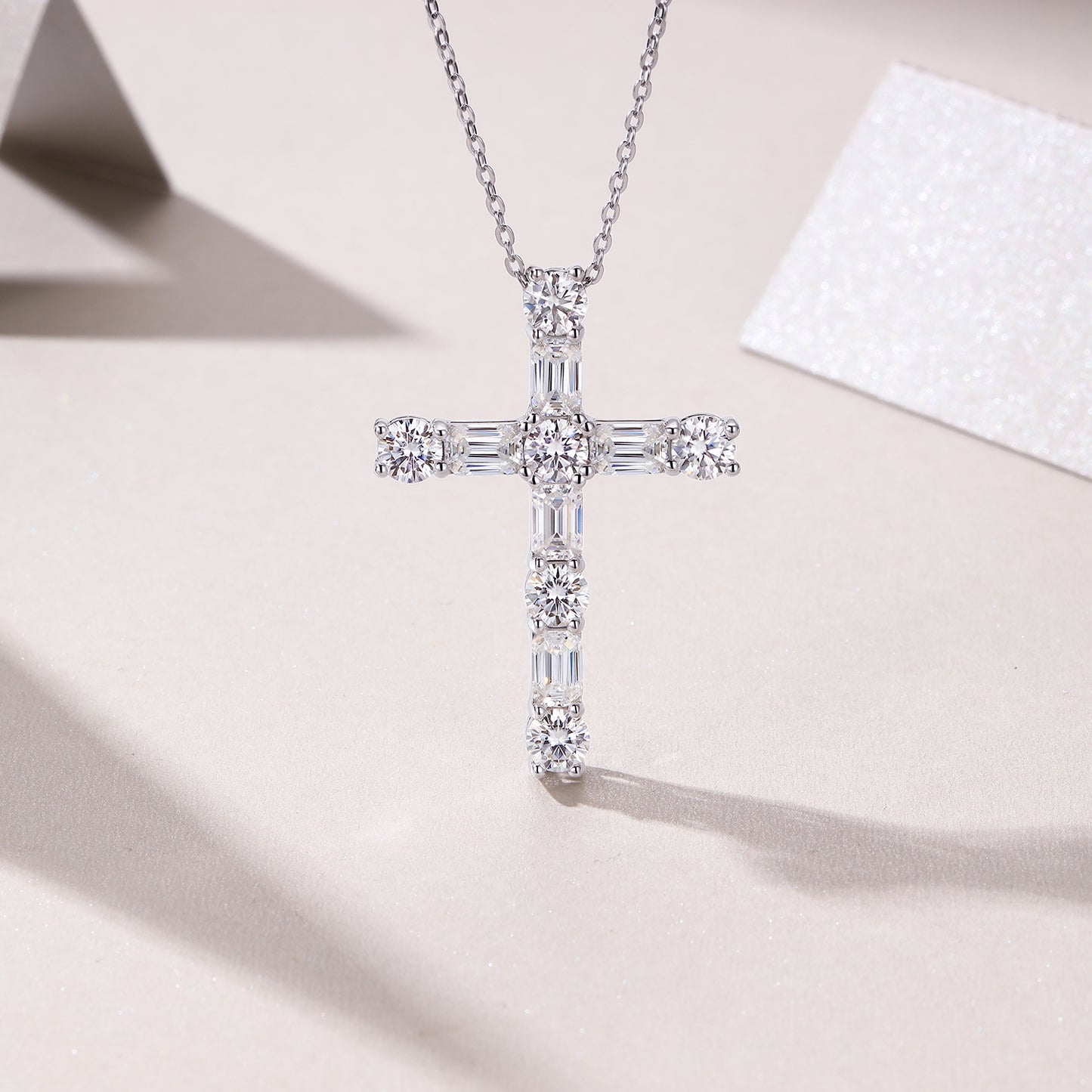 The Light Of Faith - Luxury Moissanite Cross Necklace in Platinum-Plated S925 Silver