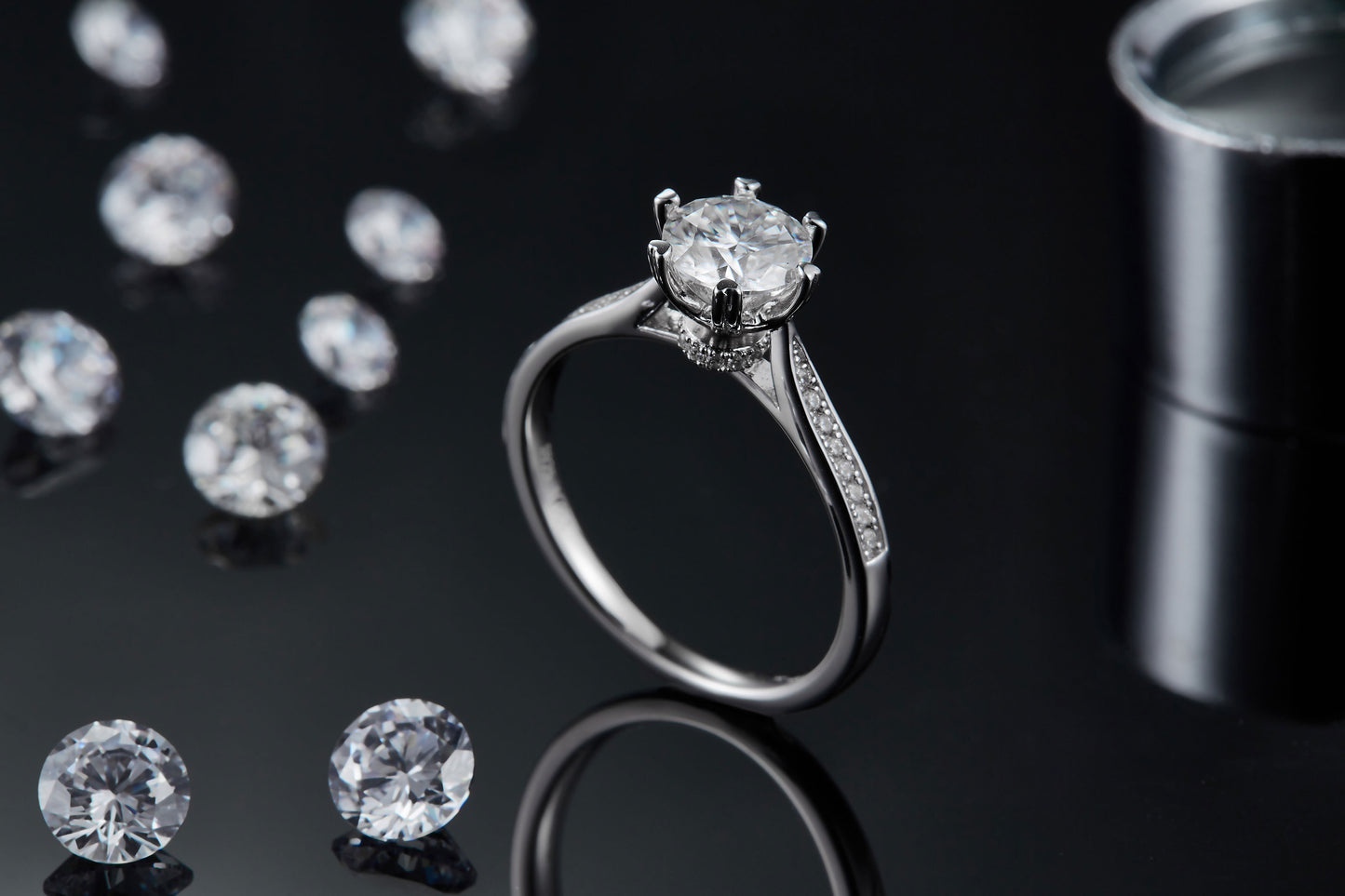 1-carat Luxury Silver Ring Set With Top-quality Moissanite D Color VVS , S925 Silver Plated Platinum