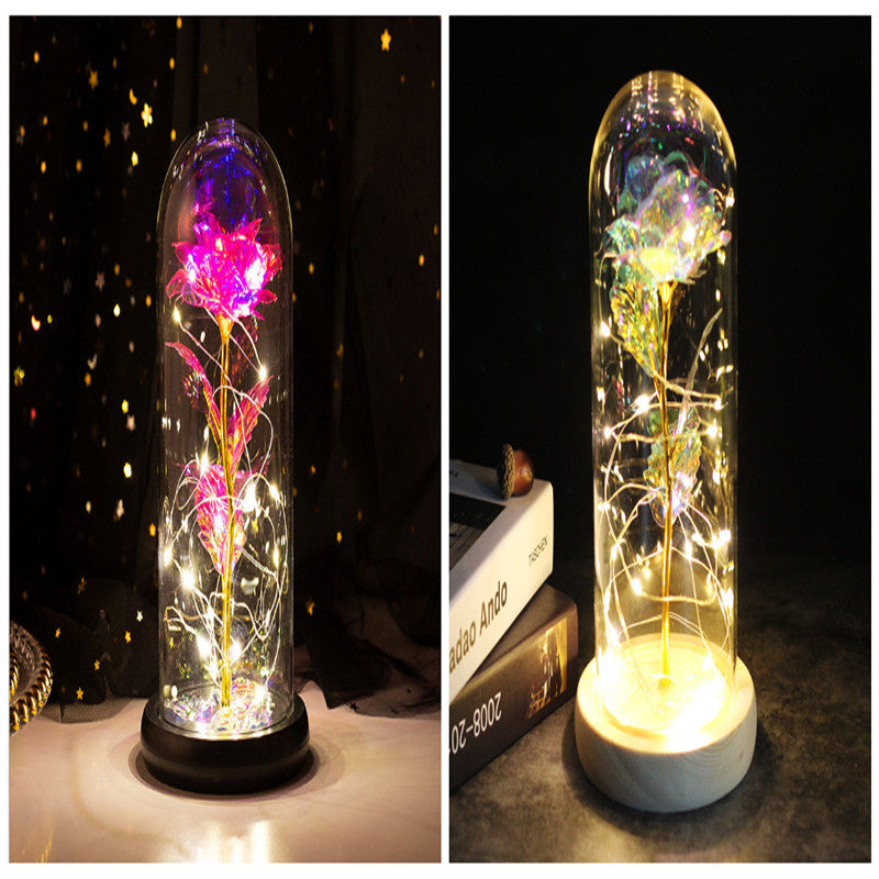 Galaxy Enchanted Rose in Glass Dome with LED Lights | Forever Flower Gift