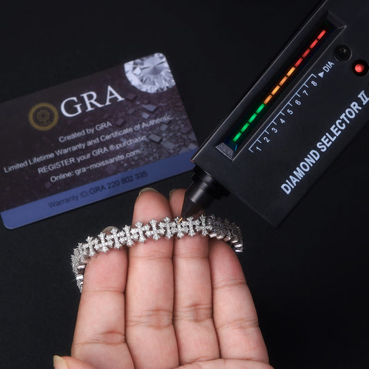 Luxury Silver Bracelet Featuring Top-quality Moissanite, Made Of S925 Silver Electroplated With Platinum.