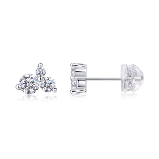 Wave - Luxury Silver Earrings Set With Top-quality Moissanite  D Color VVS, S925 Silver And Platinum-plated Stud Earrings