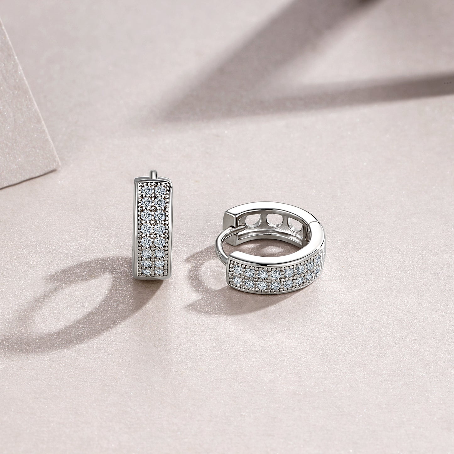 Luxury Silver Earrings Set Featuring Top-quality Moissanite Stones, Made Of S925 Silver Electroplated With Platinum.