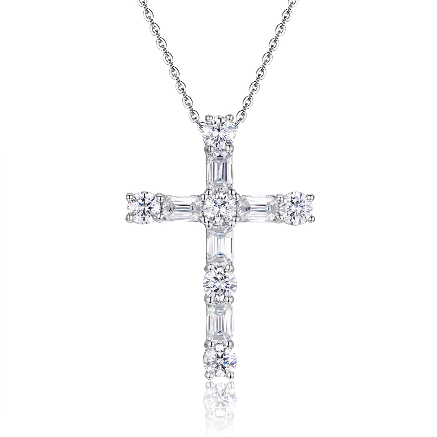 The Light Of Faith - Luxury Moissanite Cross Necklace in Platinum-Plated S925 Silver