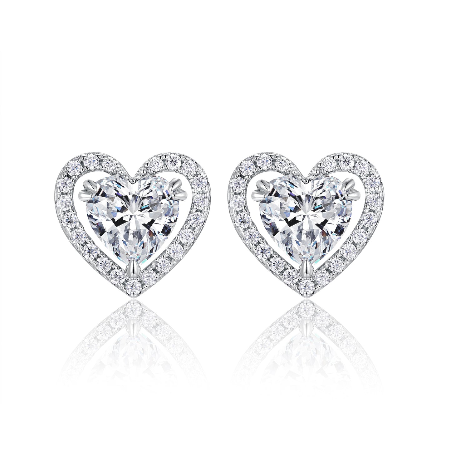 Luxury Silver Stud Earrings Set With Top-quality Moissanite, S925 Silver Plated Platinum